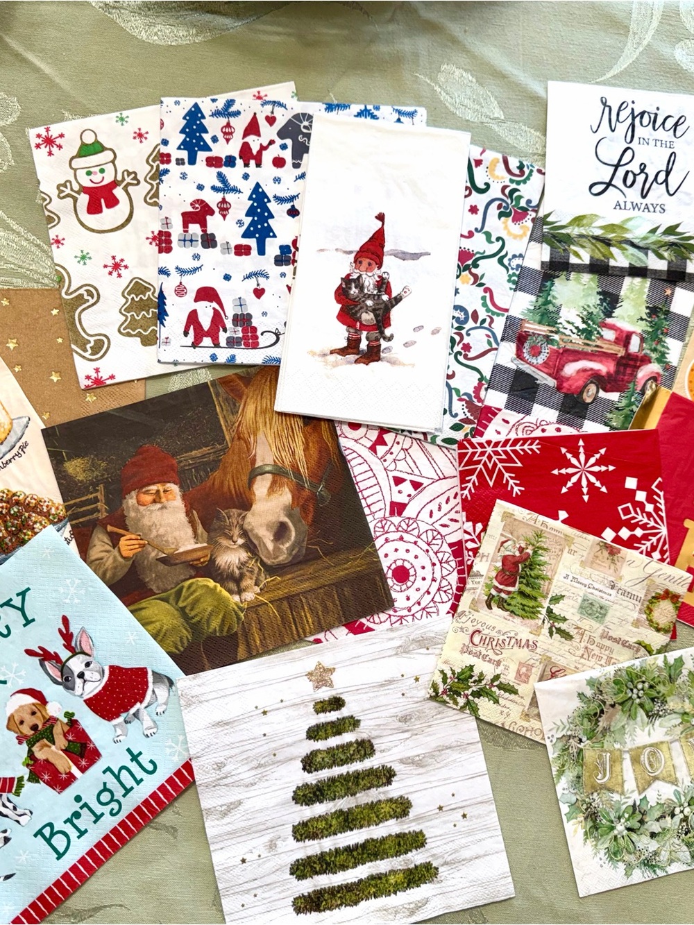 18 Different Christmas Holiday Paper Napkins Decoupage Junk Journal Craft Bundle